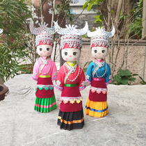 少数民族娃娃玩偶木人偶玩具布艺贵州旅游工艺品苗族特色饰品摆件