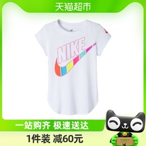 Nike耐克童装女童小童夏季纯棉亲肤针织短袖T恤儿童休闲运动上衣
