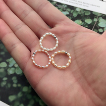 超细2-3小米粒天然珍珠戒指简单百搭手工编织气质优雅复古叠戴银