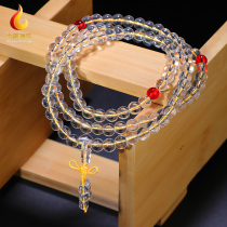 白水晶串珠民族风西藏式长款串珠手串男女款文玩108颗手链挂饰品