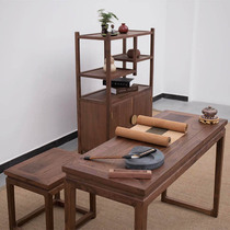 新中式古琴桌凳实木共鸣琴桌黑胡桃老榆木家用学生写字书桌