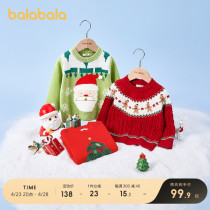 巴拉巴拉童装女童毛衣套头秋冬新男童宝宝儿童圣诞节日针织衫