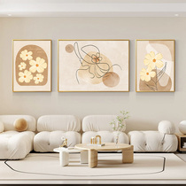 奶油风客厅沙发背景墙装饰画高级感原木风挂画现代简约抽象三联画