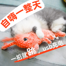 猫咪玩具电动跳跳虾逗猫神器猫毛绒龙虾玩具会动鱼猫玩具自嗨解闷