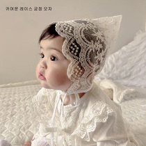 ins春夏韩国同款女宝宝蕾丝公主帽子婴儿摄影精灵胎帽百天宫廷帽