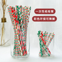 彩色纸吸管一次性环保纸质可降解创意鸡尾酒装饰果汁新年圣诞吸管