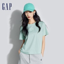 Gap女装2024春夏新款logo胶印基础款圆领短袖T恤套头上衣874321