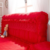 全包弹力床头罩布艺防尘罩保护套皮床靠背套床罩床头套粉色大红色