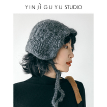 原创设计师羊毛羊驼毛保暖护耳帽子毛线帽女冬小众秋冬包头针织帽