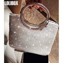 LOLIBOX定制水钻大容量金属雕花手提钻石包女水桶小包晚宴宴会包