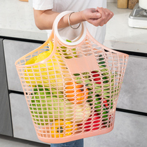 买菜篮子礼品手提篮大号结实编织软塑料可折叠加厚置物环保购物篮