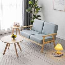 木质沙发小户型客厅简易两人坐出租房单人椅网红专用日式简约双人