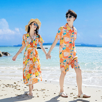 海边度假情侣装套装沙滩连衣裙海南三亚蜜月拍照旅游穿搭衬衫衣服
