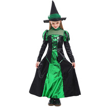 万圣节儿童服装 EMERALD WITCH COSTUME 女童绿黑色巫婆长裙