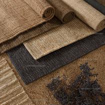 印度进口北欧简约现代手工编织黄麻美式乡村中式禅意客厅卧室地毯