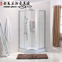 简易淋浴房带底座沐浴房隔断钢化玻璃移门卫生间整体浴室弧扇形