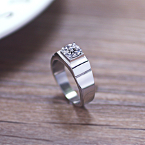 新不掉色欧美时尚男士铂金75分钻石戒指钛钢结婚戒子韩版潮流饰品