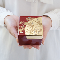 日本进口山中漆器珠宝盒首饰盒嫁妆盒带镜子日式手工高端结婚礼物