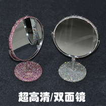 创意镶钻化妆镜 台式公主镜双面镜 复古大号结婚桌面放大翻转镜子