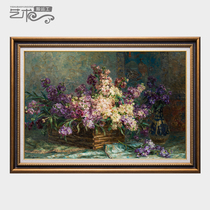 世界名油画奢华欧式厚印象花卉紫罗兰手绘客厅玄关别墅挂装饰737
