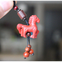 红色桃木马项链木质马吊坠钥匙链子手链包手机挂件木雕马