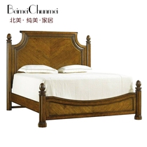 实木床 美式床1.8米1.5m单双人床小美床高箱储物床婚床咖啡色黑色