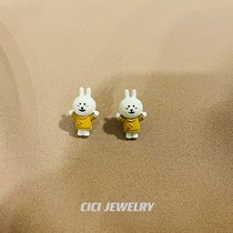 CICI韩国新款可爱卡通LINE TOWN肯尼兔国潮系列纯银耳钉包邮男女