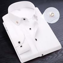 春季长袖衬衫男士商务修身休闲免烫潮流韩版职业正装短袖白色衬衣