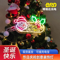 led圣诞节装饰灯牌氛围灯圣诞树麋鹿雪人5V发光霓虹灯广告牌USB
