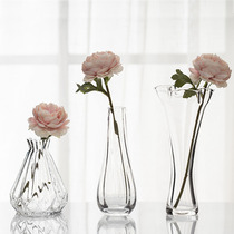 简约一支花玻璃花瓶透明水培花器 餐桌台面现代装饰小清新摆设