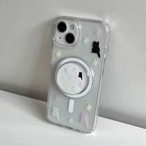 韩国ins创意可爱萌宠彩色猫咪磁吸无线充磁吸支架适用于iphone15pro/14promax苹果13/12/11手机壳保护套