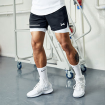 维特客假两件美式短裤男健身跑步运动速干篮球高弹内衬三分裤5222