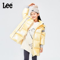 Lee 2023新款女秋冬儿童中长款加厚羽绒服小个子女生保暖外套连帽