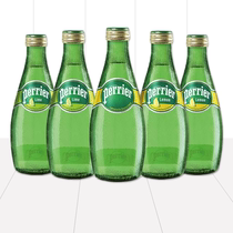 Perrier法国进口巴黎水原味青柠檬无糖气泡水330玻璃瓶天然矿泉水