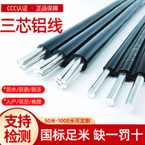 三芯电线铝线国标铝芯6 10 16平方户外铝电线架空三相铝电缆线3芯