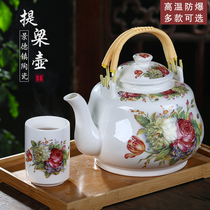景德镇陶瓷茶壶单壶家用大号泡茶壶青花瓷老式提梁壶茶具耐高温