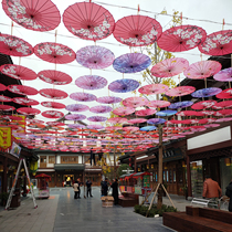 中国风油纸伞户外防雨防晒绸布伞装饰吊顶伞可加伞灯复古舞蹈伞