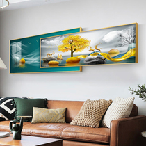 轻奢现代简约沙发背景墙壁画创意大气客厅装饰画横版水晶叠加挂画