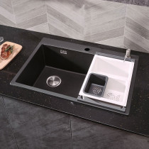 科勒洗菜盆石英石水槽黑色大单槽厨房洗碗池台上台下式厨盆31084
