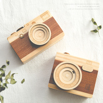 创意简约木质相机笔筒摆件装饰模型八音盒音乐盒摄影道具生日礼物
