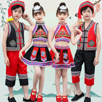 新六一儿童苗族演出服少数民族舞蹈服装彝族瑶族男童女童黎族服饰