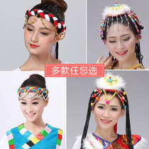 少数民族舞蹈头饰西藏族跳舞辫子藏族帽子 舞台演出饰品 藏族头饰
