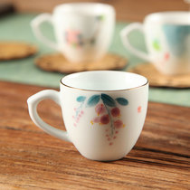 手绘白瓷小茶杯带手柄单杯女功夫茶具品茗杯小陶瓷主人杯个人专用