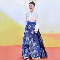 [现货]徐娇同款汉服套装裙女秋季中国风刺绣对襟衬衫马面裙两件套