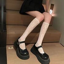日系软妹jk白袜子女夏季洛丽塔Lolita白色蕾丝袜薄款中筒袜小腿袜