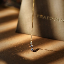 限量特价「sky」18K黄金斯里兰卡天然蓝宝石吊坠项链女 日本设计