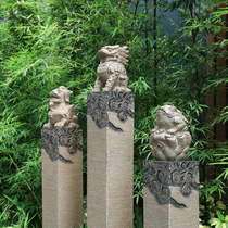 <em>拴马桩</em>石雕貔貅仿古拴马柱麒麟门口摆件庭院花园布置造景装饰立柱