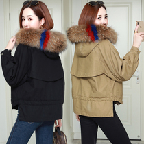 韩版棉衣女短款小个子工装冬季新款宽松大毛领加厚棉袄派克服外套