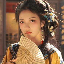 夏季新中式中国风扇子女素雅旗袍走秀舞蹈折扇马面裙拍照道具竹扇
