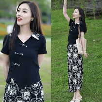 中国风妈妈套装女装2024夏季新款洋气减龄时尚夏装气质显瘦两件套